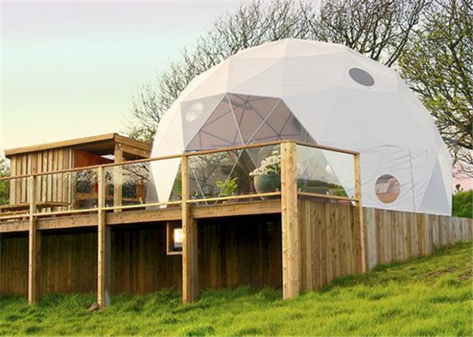 tente de camping de luxe de plancher en bois de diamètre de 5m 6m 8m imperméable pour l'installation facile d'hôtel extérieur