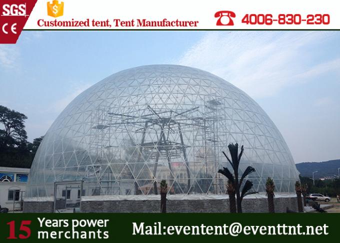 Résistant au feu de grande taille de dôme de tente transparente d'événement avec le cadre en acier galvanisé