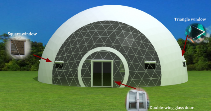 Tente blanche ronde de demi sphère, tente de dôme géodésique de diamètre de 35m
