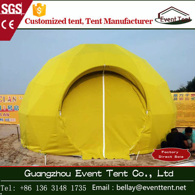Chine Tente de camping de luxe à couche double de PVC, petite tente jaune de dôme géodésique pour le salon fournisseur