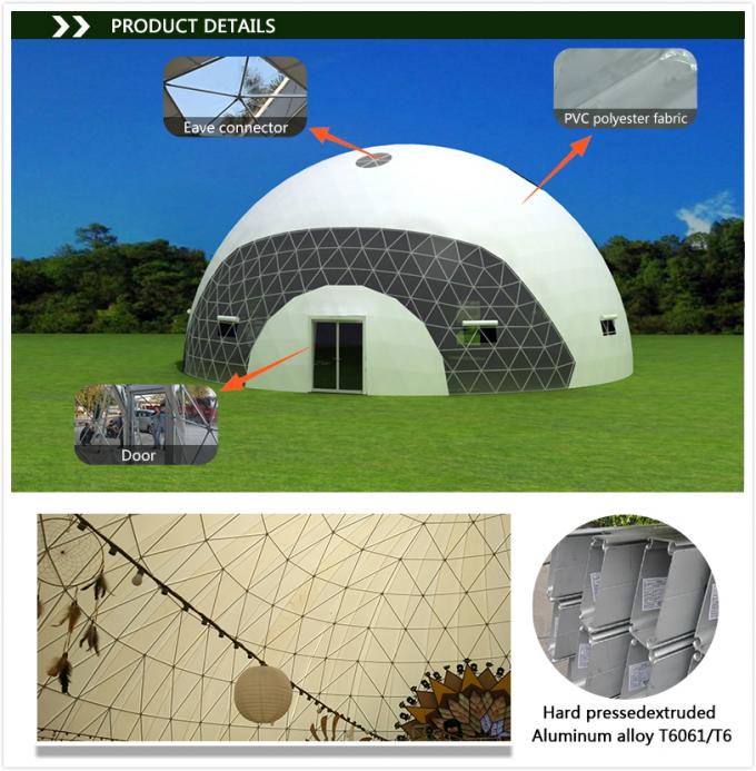 Grande tente géodésique commerciale de dôme pour la partie diamètre de 4m - de 60m