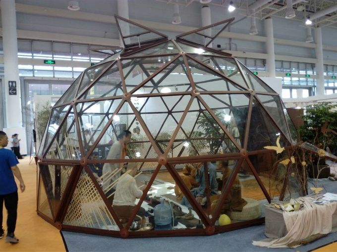 Tente en verre de Glaming de demi sphère de tente de dôme géodésique avec le cadre d'igloo